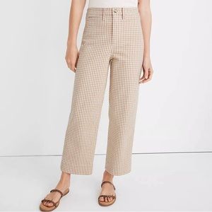 Madewell Wide Leg Yellow Checkered Trousers